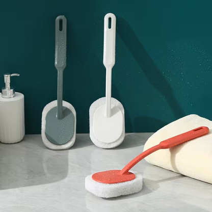 Long-handled sponge brush for household bathroom cleaning