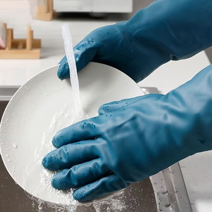 4pairs Rubber Gloves Kitchen Dishwashing Gloves Thick -lined Washing Clothes Gloves Winter Household Cleaning Gloves Do Housework Hand Protection Cover Cleaning Tools