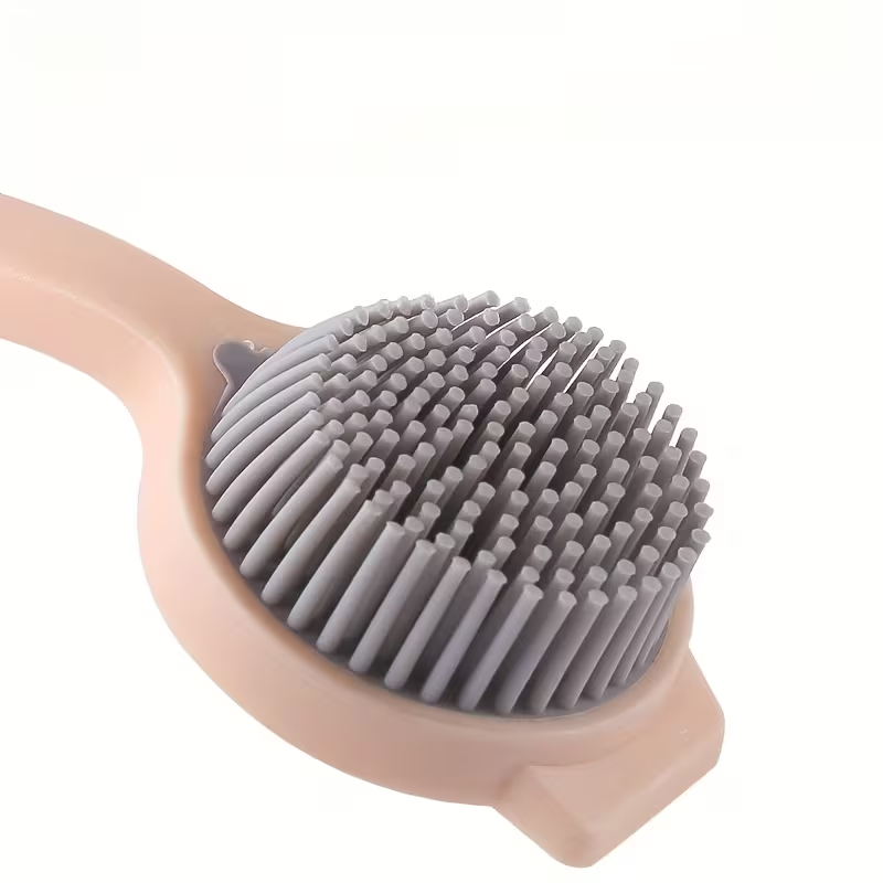 Durable PP long-handled cleaning brush - soft silicone bristles