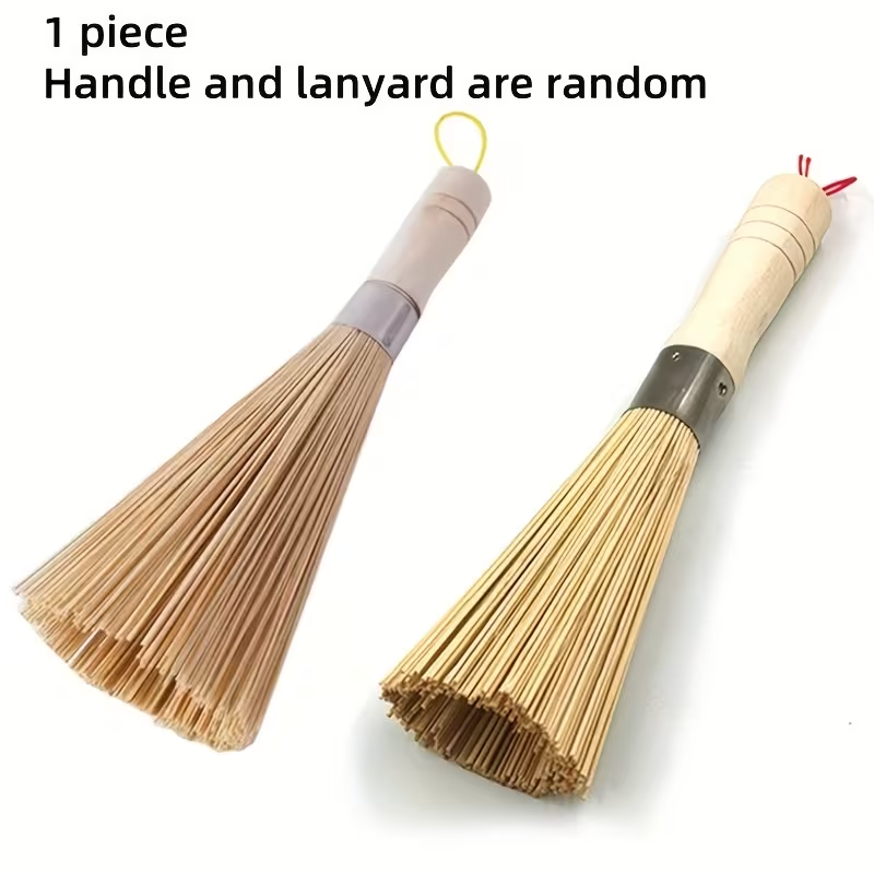 Natural bamboo pot brush - kitchen handheld cleaning brush, suitable for pots and dishes, multi-purpose decontamination brush, easy to scrub, easy to hold and durable without shedding
