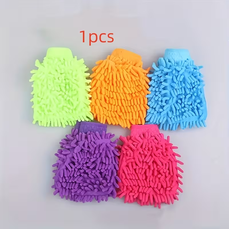 A Pair of Versatile Chenille Cleaning Gloves That Are Absorbent And Dust-Resistant, Featuring Plush on Both Sides, Ideal for Washing Cars, Cleaning Glass, And Household Chores