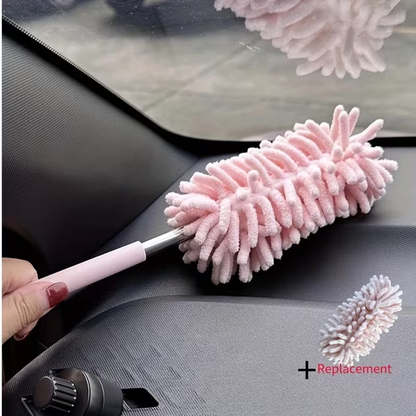 Set of 2 - Microfiber Cleaning Tool - Flexible and Adjustable Mini Car Dusting Brushes - Made of Polyester Fiber - For Household and Vehicle Interior Maintenance