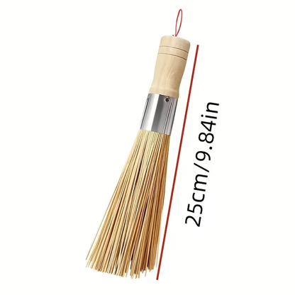 Natural bamboo pot brush - kitchen handheld cleaning brush, suitable for pots and dishes, multi-purpose decontamination brush, easy to scrub, easy to hold and durable without shedding