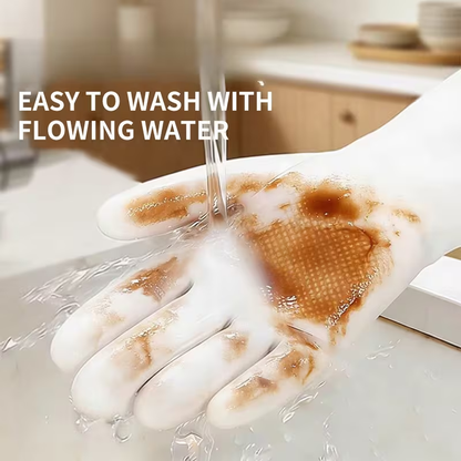 A Pair of Fashionable Cartoon-style Gloves Suitable for the Whole Family, Extra-long and -lined for Household Chores. Warm and Comfortable for Winter Dishwashing, and Slip-resistant Kitchen Cleaning Gloves with Excellent