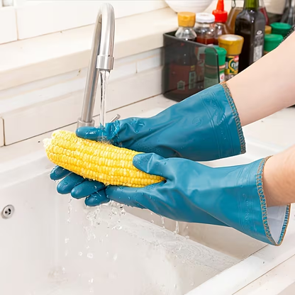 Warm-Lined Kitchen Gloves for Dishwashing - 2 Pairs Household Laundry Gloves for Autumn and Winter