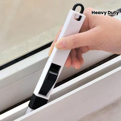 Window Groove Brush with Dustpan & Crevice Tool - Ergonomic Handle with Durable Design - Heavy-Duty Plastic Cleaning Brush for Efficient Dirt Removal from Window Frames, Sills, Multi-Functional Window, Air Conditioner, Kitchen