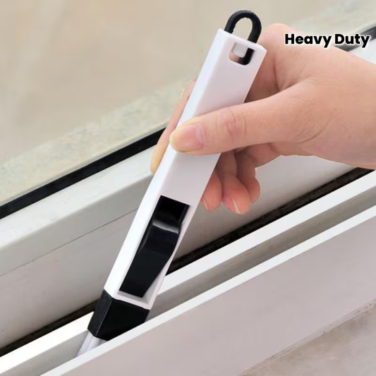Window Groove Brush with Dustpan & Crevice Tool - Ergonomic Handle with Durable Design - Heavy-Duty Plastic Cleaning Brush for Efficient Dirt Removal from Window Frames, Sills, Multi-Functional Window, Air Conditioner, Kitchen