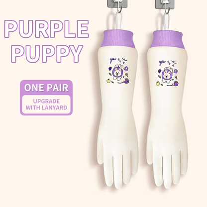 A Pair of Fashionable Cartoon-style Gloves Suitable for the Whole Family, Extra-long and -lined for Household Chores. Warm and Comfortable for Winter Dishwashing, and Slip-resistant Kitchen Cleaning Gloves with Excellent