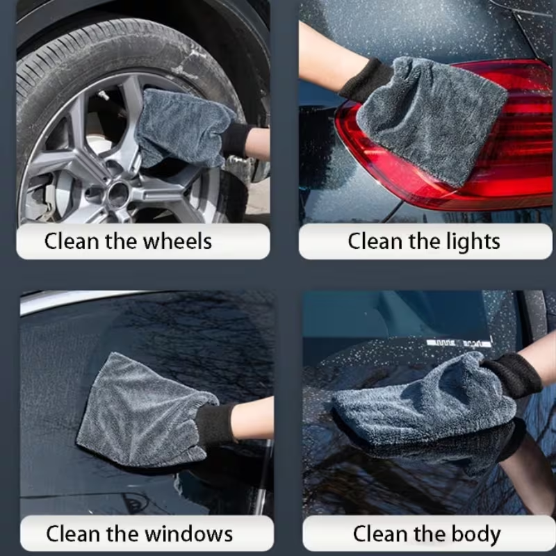 Cleaning gloves suitable for car wash glass, elastic cuffs, reusable and washable