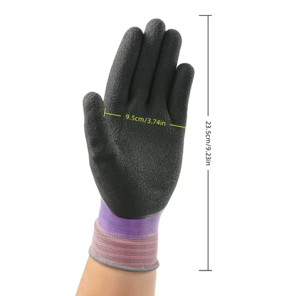 Purple Rose Gloves - Thickened Dishwashing & Cleaning Gloves for Women and Men, All-Season Use in Kitchen or Bathroom, Indoor/Outdoor Compatible with Black Accents