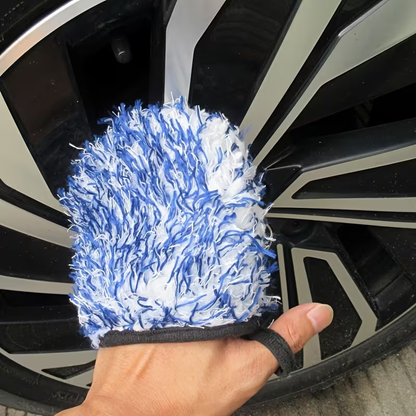 Car Wheel Brush Glove, Wheel Detail Cleaning Microfiber Coral Long Plush Chenille Car Wash Glove