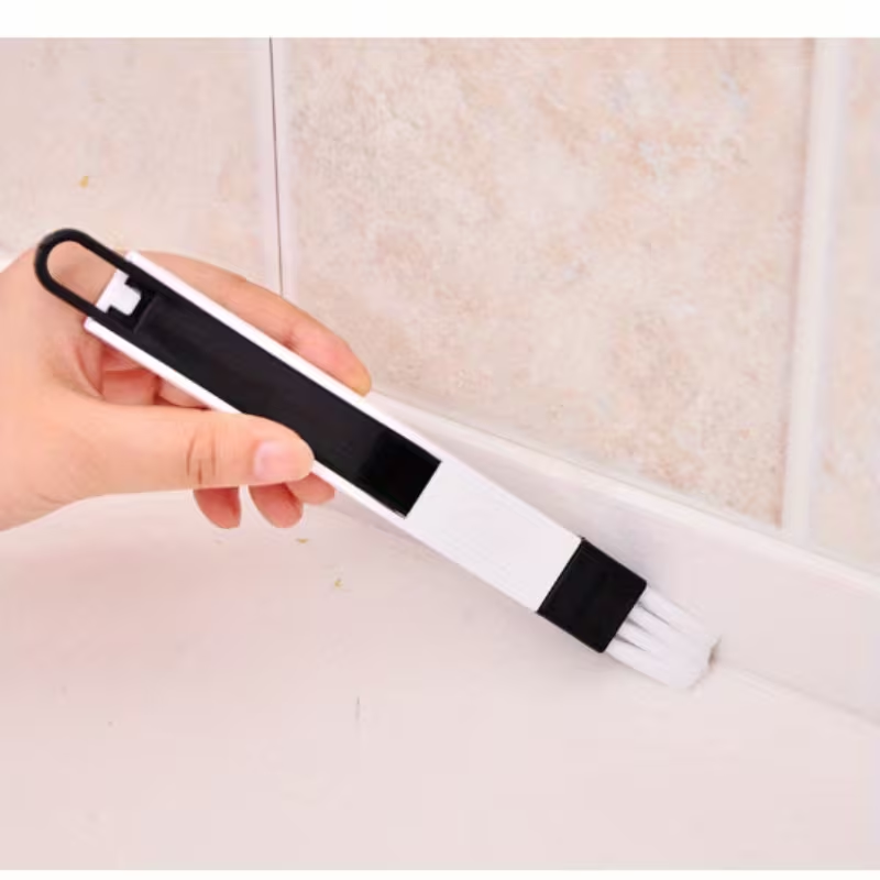 Window Groove Brush with Dustpan & Crevice Tool - Ergonomic Handle with Durable Design - Heavy-Duty Plastic Cleaning Brush for Efficient Dirt Removal from Window Frames, Sills, Multi-Functional Window, Air Conditioner, Kitchen
