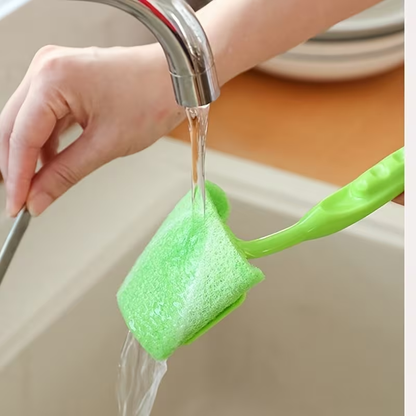 Non-Scratch Sponge Dish Brush with Ergonomic Handle | Durable Plastic Kitchen Cleaning Brush for Dishes, Plates, Bowls, Green Sink Scrub Brush