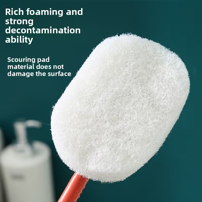 Long-handled sponge brush for household bathroom cleaning
