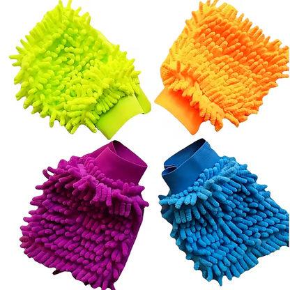 A Pair of Versatile Chenille Cleaning Gloves That Are Absorbent And Dust-Resistant, Featuring Plush on Both Sides, Ideal for Washing Cars, Cleaning Glass, And Household Chores