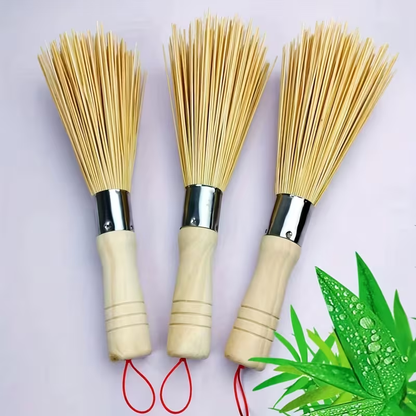 Natural bamboo pot brush - kitchen handheld cleaning brush, suitable for pots and dishes, multi-purpose decontamination brush, easy to scrub, easy to hold and durable without shedding