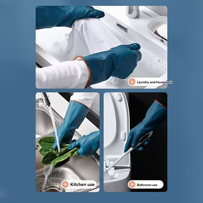 4pairs Rubber Gloves Kitchen Dishwashing Gloves Thick -lined Washing Clothes Gloves Winter Household Cleaning Gloves Do Housework Hand Protection Cover Cleaning Tools