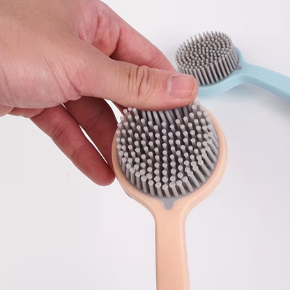 Durable PP long-handled cleaning brush - soft silicone bristles