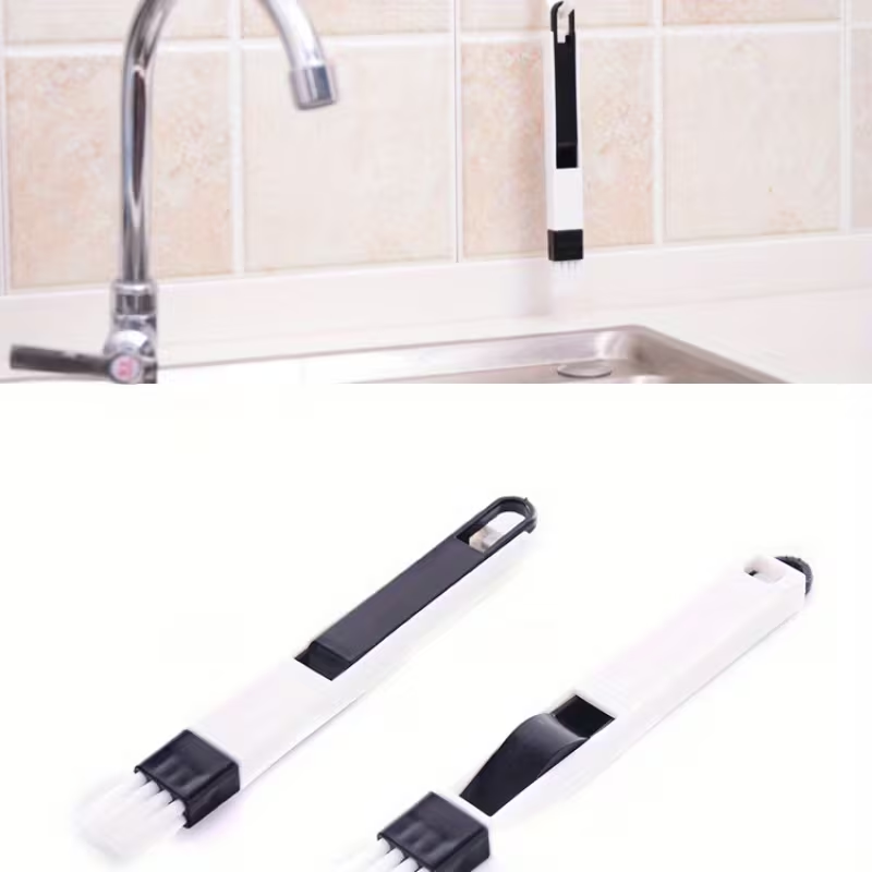 Window Groove Brush with Dustpan & Crevice Tool - Ergonomic Handle with Durable Design - Heavy-Duty Plastic Cleaning Brush for Efficient Dirt Removal from Window Frames, Sills, Multi-Functional Window, Air Conditioner, Kitchen
