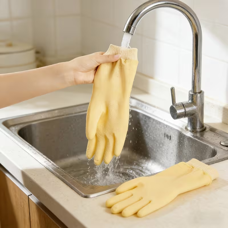 Thick Dishwashing Cleaning Gloves | PVC Material, Warm, Waterproof, Reusable, Suitable for Home, Kitchen, Bathroom, and Outdoor Use
