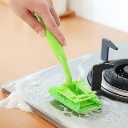 Non-Scratch Sponge Dish Brush with Ergonomic Handle | Durable Plastic Kitchen Cleaning Brush for Dishes, Plates, Bowls, Green Sink Scrub Brush