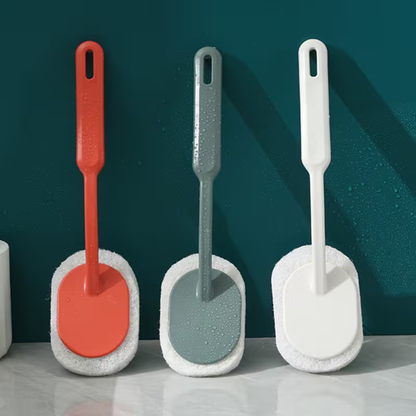 Long-handled sponge brush for household bathroom cleaning