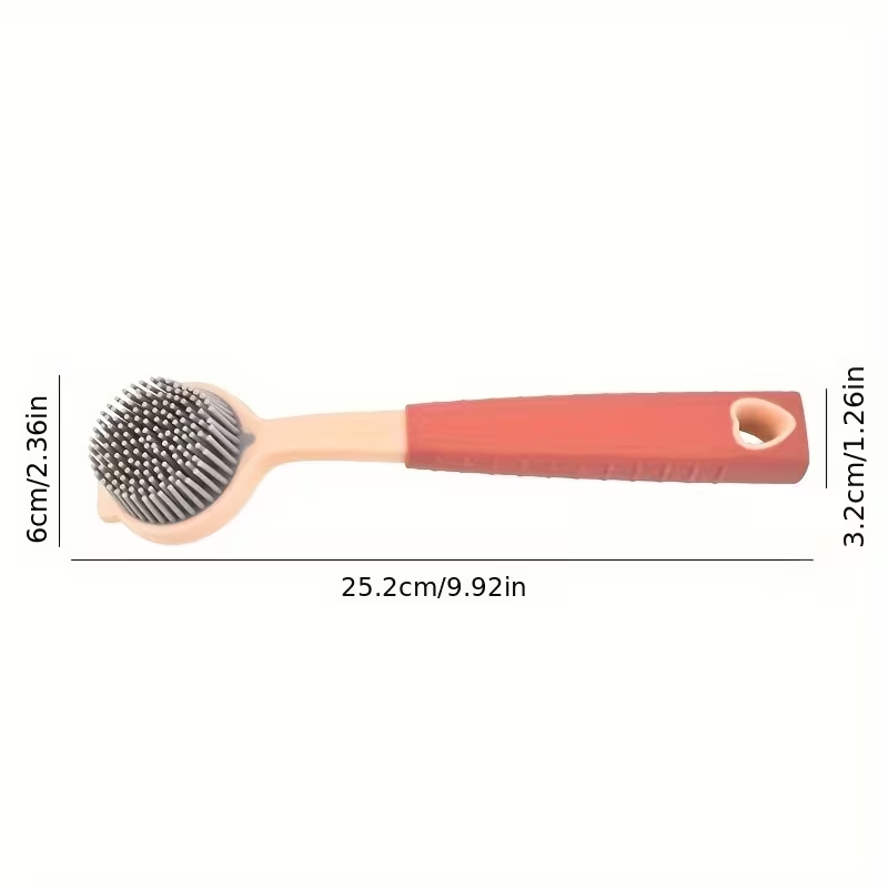 Durable PP long-handled cleaning brush - soft silicone bristles