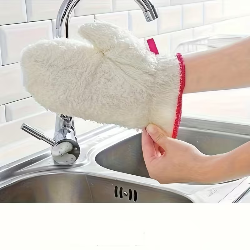 Set of 2 Bamboo Fiber Dishwashing Gloves - Featuring a Double Layer Design for Comfort And. Perfect for Cleaning in The Kitchen And Around The House. an Essential Tool for Household Cleaning And Cooking