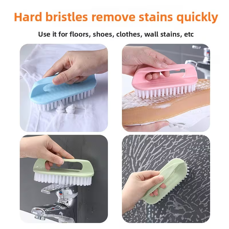 2pcs Multi-Function Household Brushes | Plastic Laundry and Washbasin Brushes, Uncharged Operation