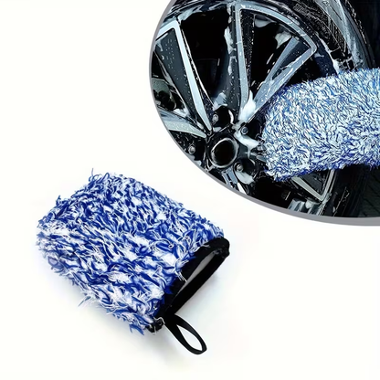 Car Wheel Brush Glove, Wheel Detail Cleaning Microfiber Coral Long Plush Chenille Car Wash Glove