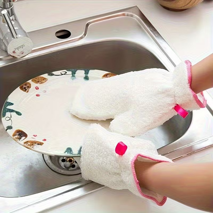 Set of 2 Bamboo Fiber Dishwashing Gloves - Featuring a Double Layer Design for Comfort And. Perfect for Cleaning in The Kitchen And Around The House. an Essential Tool for Household Cleaning And Cooking