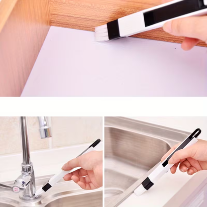 Window Groove Brush with Dustpan & Crevice Tool - Ergonomic Handle with Durable Design - Heavy-Duty Plastic Cleaning Brush for Efficient Dirt Removal from Window Frames, Sills, Multi-Functional Window, Air Conditioner, Kitchen