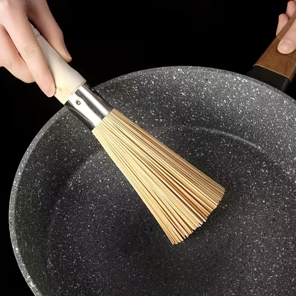Natural bamboo pot brush - kitchen handheld cleaning brush, suitable for pots and dishes, multi-purpose decontamination brush, easy to scrub, easy to hold and durable without shedding