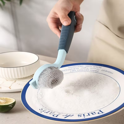 Durable PP long-handled cleaning brush - soft silicone bristles