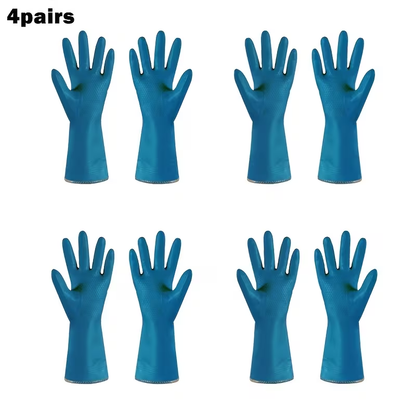 4pairs Rubber Gloves Kitchen Dishwashing Gloves Thick -lined Washing Clothes Gloves Winter Household Cleaning Gloves Do Housework Hand Protection Cover Cleaning Tools