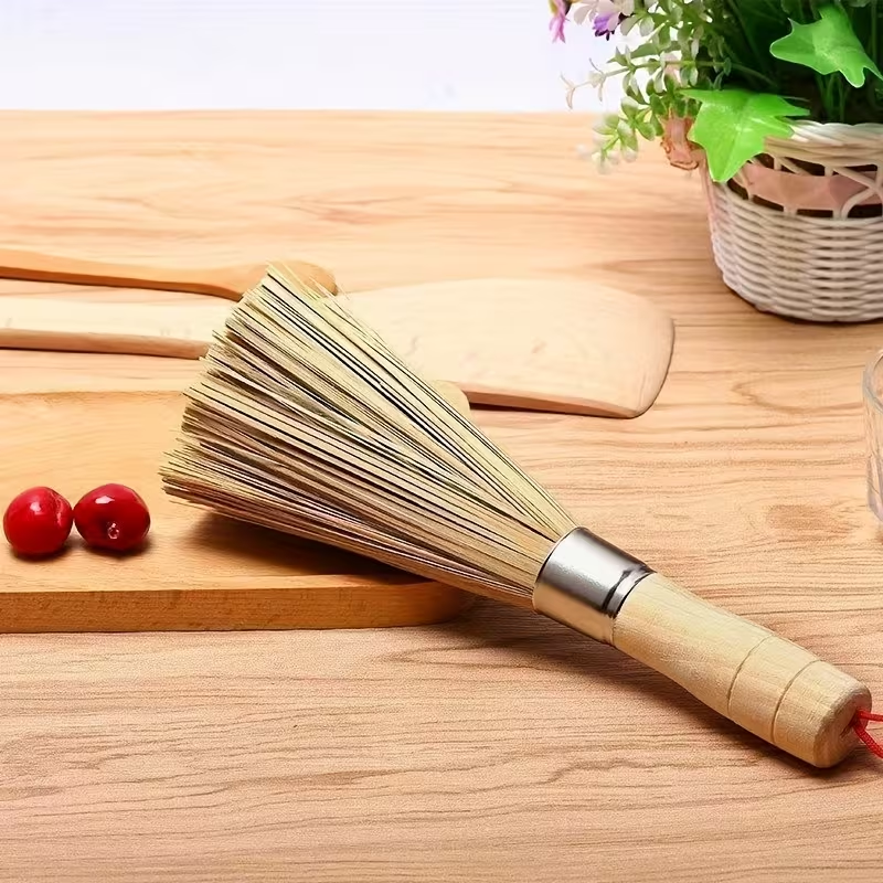 Natural bamboo pot brush - kitchen handheld cleaning brush, suitable for pots and dishes, multi-purpose decontamination brush, easy to scrub, easy to hold and durable without shedding
