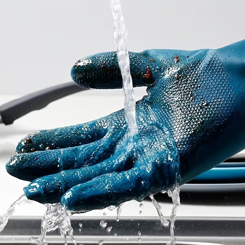 4pairs Rubber Gloves Kitchen Dishwashing Gloves Thick -lined Washing Clothes Gloves Winter Household Cleaning Gloves Do Housework Hand Protection Cover Cleaning Tools