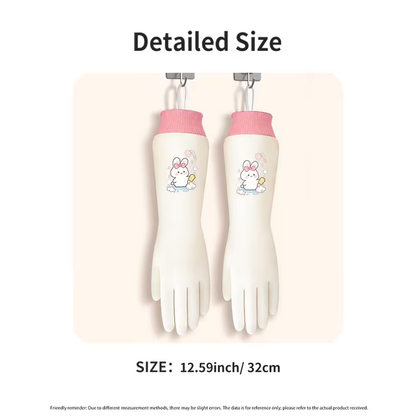 A Pair of Fashionable Cartoon-style Gloves Suitable for the Whole Family, Extra-long and -lined for Household Chores. Warm and Comfortable for Winter Dishwashing, and Slip-resistant Kitchen Cleaning Gloves with Excellent