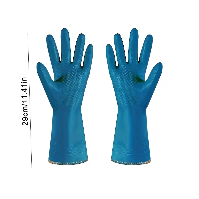 Warm-Lined Kitchen Gloves for Dishwashing - 2 Pairs Household Laundry Gloves for Autumn and Winter