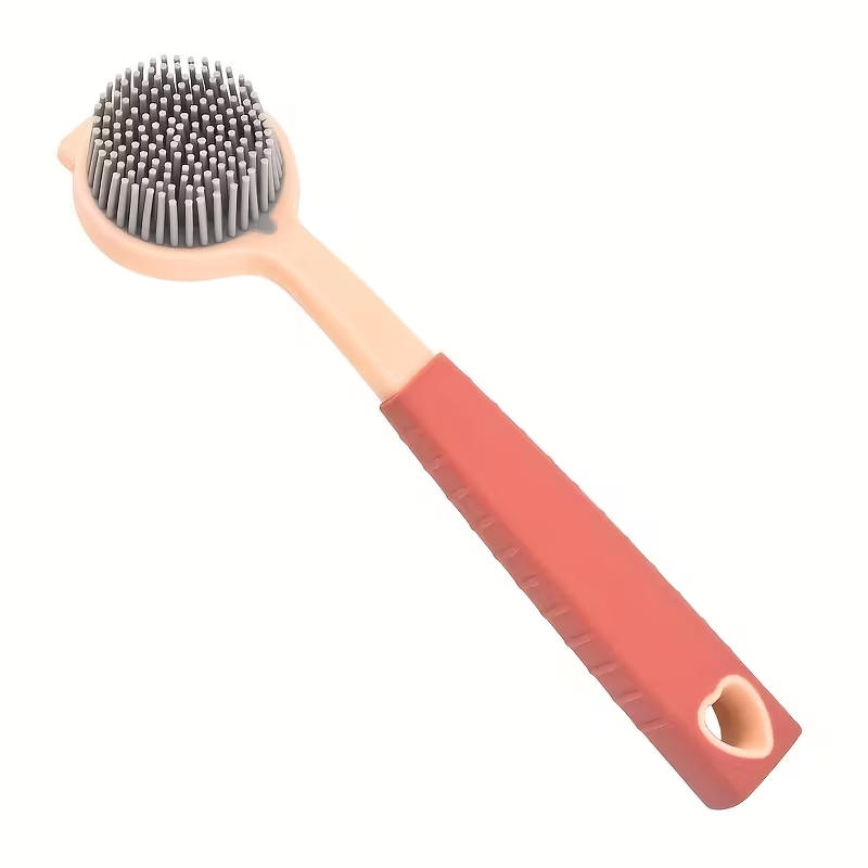 Durable PP long-handled cleaning brush - soft silicone bristles