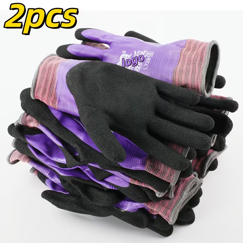 Purple Rose Gloves - Thickened Dishwashing & Cleaning Gloves for Women and Men, All-Season Use in Kitchen or Bathroom, Indoor/Outdoor Compatible with Black Accents