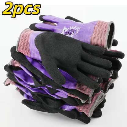 Purple Rose Gloves - Thickened Dishwashing & Cleaning Gloves for Women and Men, All-Season Use in Kitchen or Bathroom, Indoor/Outdoor Compatible with Black Accents