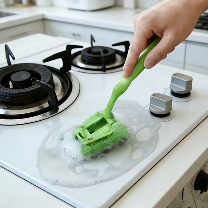 Non-Scratch Sponge Dish Brush with Ergonomic Handle | Durable Plastic Kitchen Cleaning Brush for Dishes, Plates, Bowls, Green Sink Scrub Brush