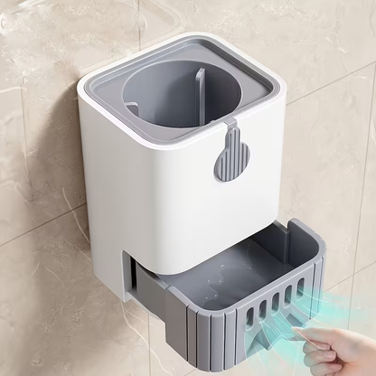 Wall-mounted long-handled toilet brush set