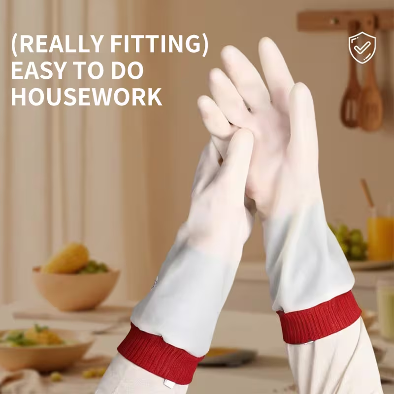 A Pair of Fashionable Cartoon-style Gloves Suitable for the Whole Family, Extra-long and -lined for Household Chores. Warm and Comfortable for Winter Dishwashing, and Slip-resistant Kitchen Cleaning Gloves with Excellent