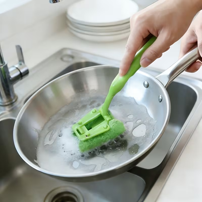 Non-Scratch Sponge Dish Brush with Ergonomic Handle | Durable Plastic Kitchen Cleaning Brush for Dishes, Plates, Bowls, Green Sink Scrub Brush